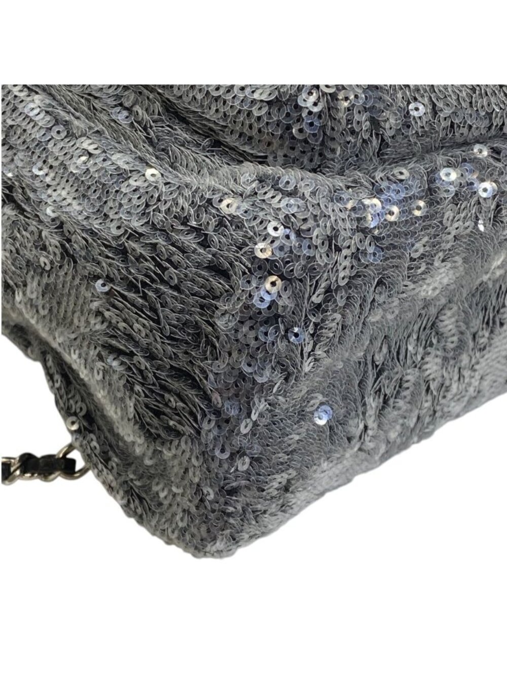 Chanel Sequin Waterfall Backpack CC Logo Gray Black Silver Lightweight Practical - Picture 3 of 10